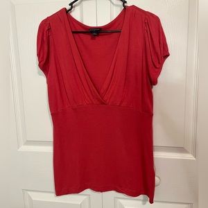 Banana Republic Long V-Neck Red Blouse Womens Size Large‎